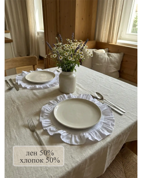 Салфетки льняные на стол, 2 шт., цвет белый